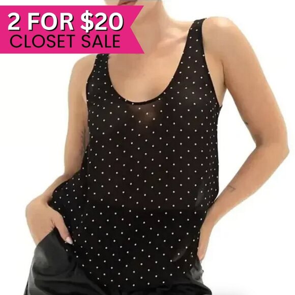 Rumored Black Polka Dot Classic Tank Top‎ Small Scoop Sleeveless Old Fashioned - Picture 1 of 5